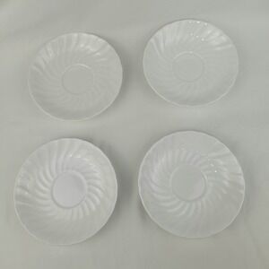 Tuscan Whitecliffe Fine English Bone China Saucers Set of 4 White Swirl Vintage